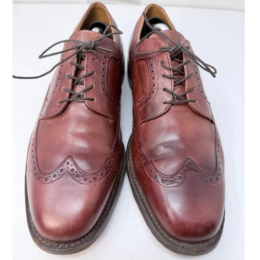 Johnston & Murphy Aristocraft Mens 12 D Burgundy Leather Wingtip Oxford 15-1036
